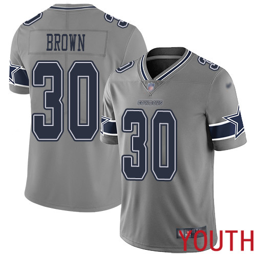 Youth Dallas Cowboys Limited Gray Anthony Brown #30 Inverted Legend NFL Jersey->nfl t-shirts->Sports Accessory